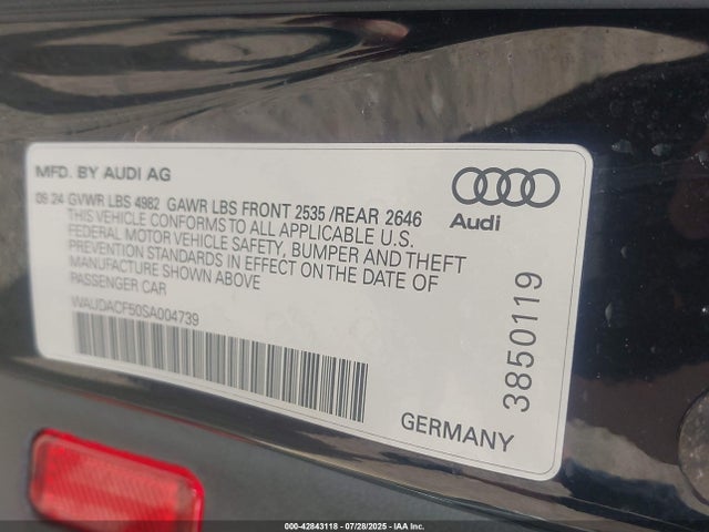 2025 AUDI A5 SPORTBACK WAUDACF50SA004739 Photo 8