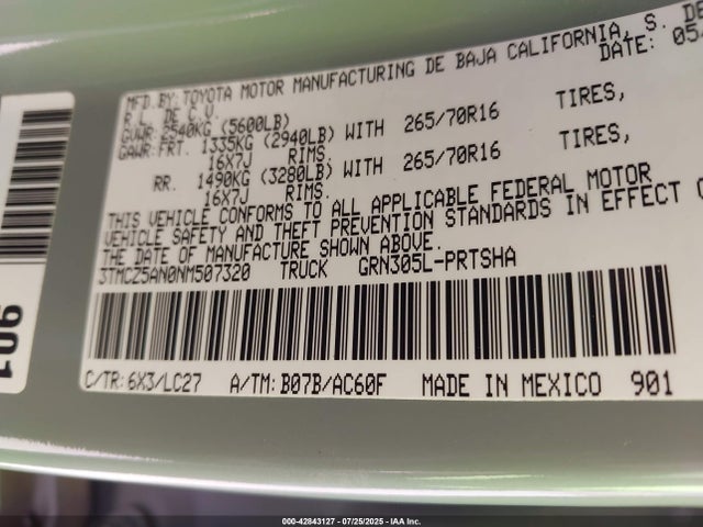 3TMCZ5AN0NM507320 Toyota 2gr-fks