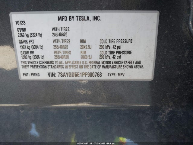 2023 TESLA MODEL Y 7SAYGDEE1PF900768 Photo 8