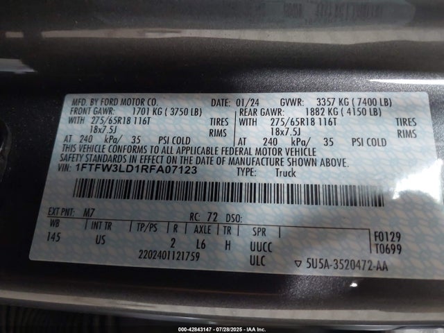 Ford 2024 2024 1FTFW3LD1RFA07123 Image 9