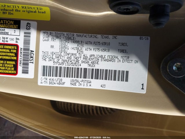 5TFDW5F13GX525214 Toyota 3ur-fbe
