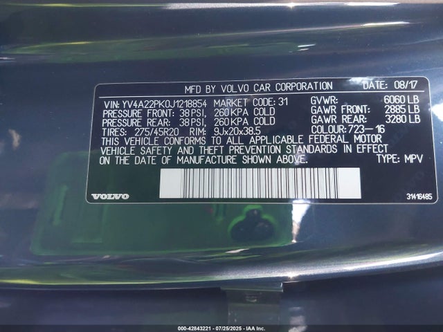 YV4A22PK0J1218854 Volvo b4204ts(hp)