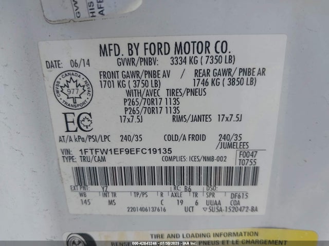 Ford 2014 2014 1FTFW1EF9EFC19135 Image 9