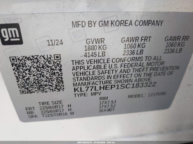 KL77LHEP1SC183322 Chevrolet lbp