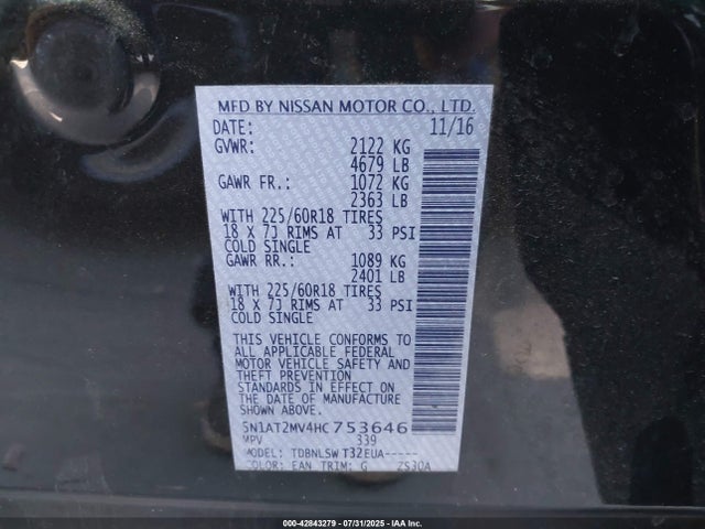 5N1AT2MV4HC753646 Nissan 2017