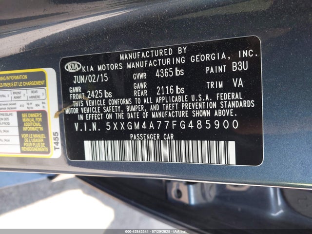 5XXGM4A77FG485900 KIA dohc gdi theta ii