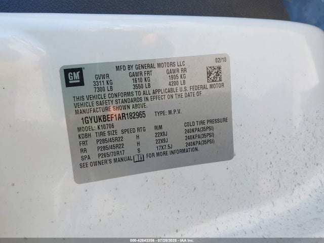 2010 CADILLAC ESCALADE 1GYUKBEF1AR182965 Photo 8