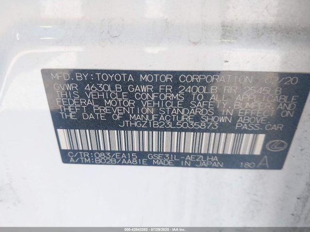 Lexus 2gr-fks 2020 JTHGZ1B23L5035873 Image 9