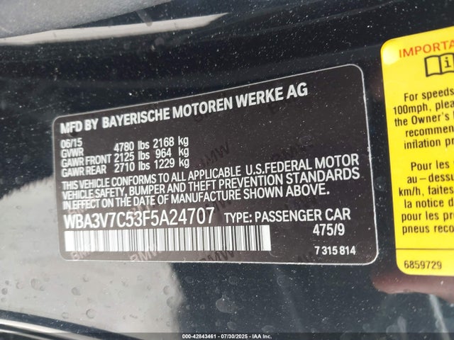 BMW 2015 2015 WBA3V7C53F5A24707 Image 9