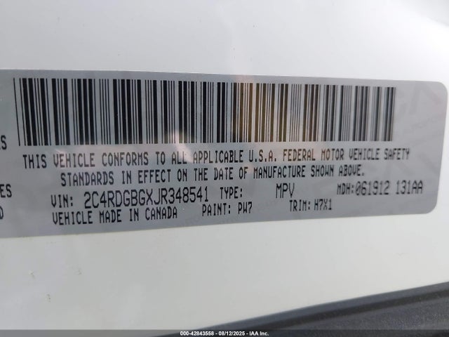 2C4RDGBGXJR348541 Dodge 2018