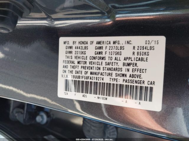 2015 ACURA TLX 19UUB1F58FA019274 Photo 8