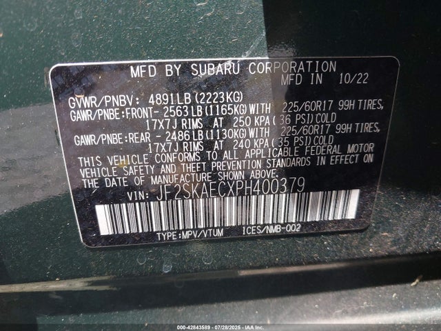 Subaru na u5 2023 JF2SKAECXPH400379 Image 9