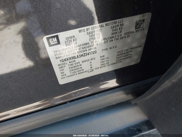 1GKKNMLA3HZ241729 GMC lcv - sidi: spark ignited direct injection, vvt: variable valve timing, dcvcp, e85 max, e0-e100, alum