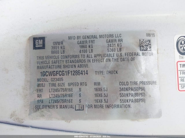 1GCWGFCG1F1286414 Chevrolet l96