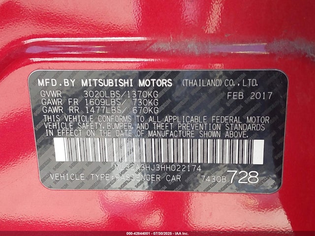 Mitsubishi 2017 2017 ML32A3HJ3HH022174 Image 9