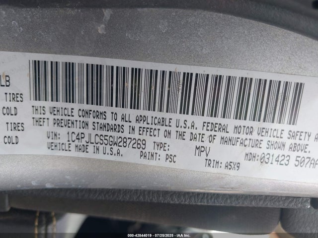 1C4PJLCS5GW287269 Jeep 2016