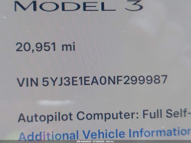 2022 TESLA MODEL 3 5YJ3E1EA0NF299987 Photo 8