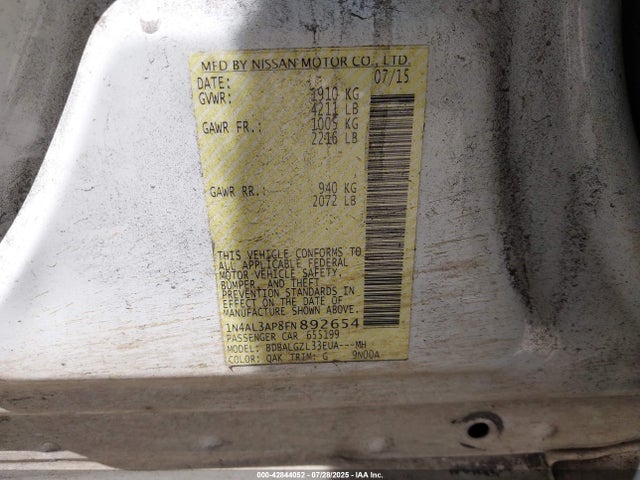 1N4AL3AP8FN892654 Nissan 2015