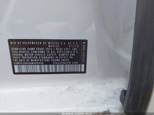 3VWY57AU3KM505669 Volkswagen 1.4 tsi