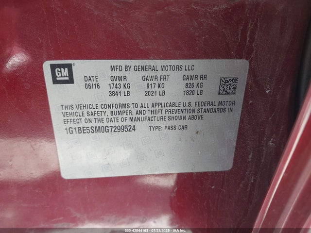 1G1BE5SM0G7299524 Chevrolet le2 - di: direct injection, alum, vvt, gen i, gmna