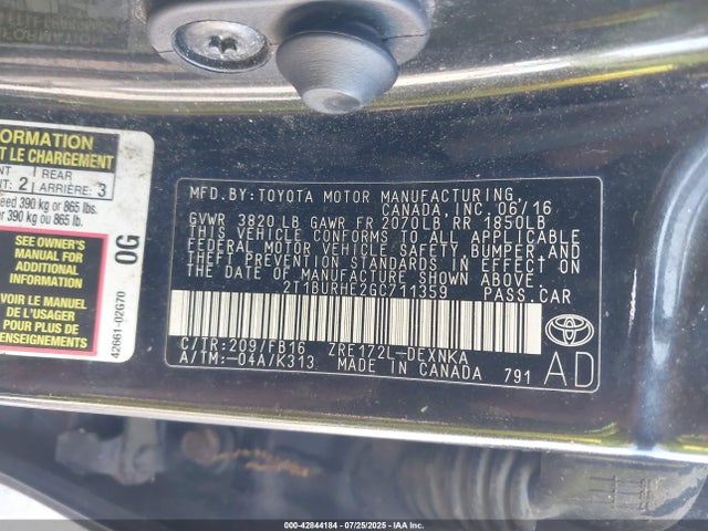 2T1BURHE2GC711359 Toyota 2zr-fe