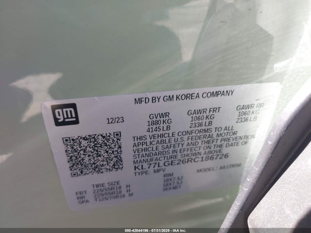 KL77LGE26RC186726 Chevrolet lih