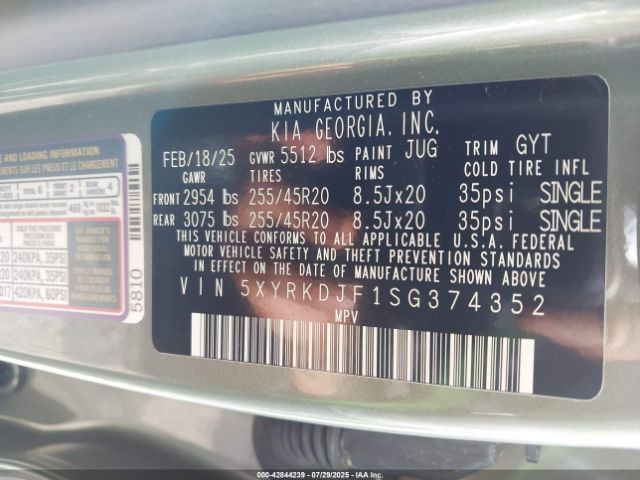 2025 KIA SORENTO 5XYRKDJF1SG374352 Photo 8