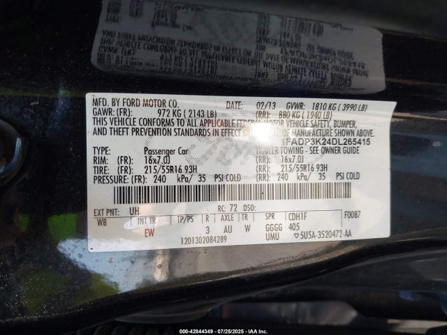 Aukcja sprzedaży 2013 Ford Focus Se, vin: 1FADP3K24DL265415, numer aukcji: 42844349