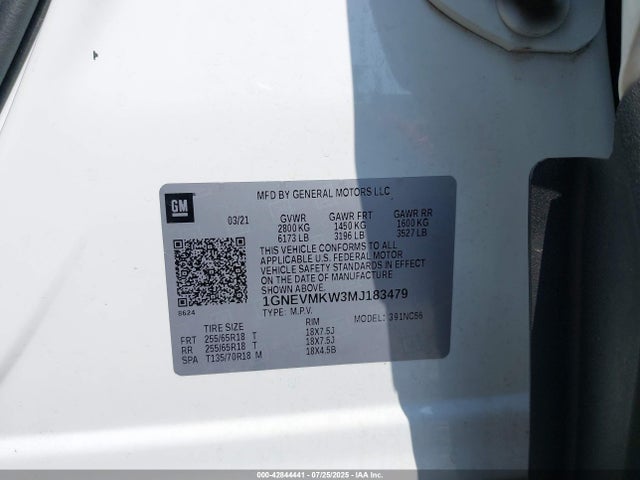 Chevrolet lfy 2021 1GNEVMKW3MJ183479 Image 9