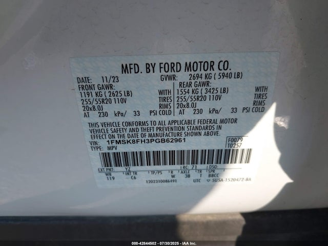 Ford ti-vct 2023 1FMSK8FH3PGB62961 Image 9