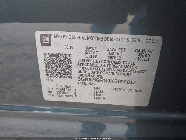 Chevrolet lgx 2019 3GNKBGRS3KS698817 Image 9