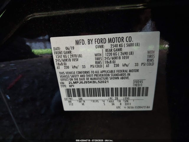 2LMPJ6J95KBL52021 Lincoln 2.0l gtdi