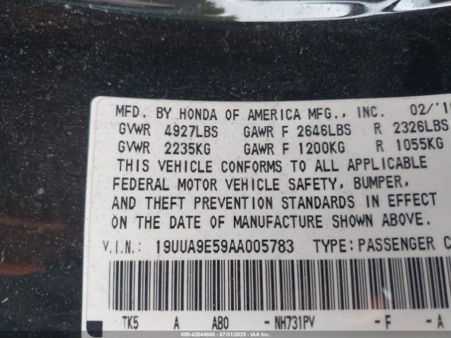 2010 ACURA TL 19UUA9E59AA005783 Photo 8