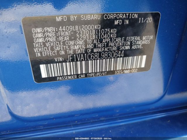 2020 SUBARU WRX JF1VA1C68L9830644 Photo 8