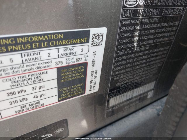 2020 LAND ROVER RANGE ROVER SALGV2SEXLA591367 Photo 8