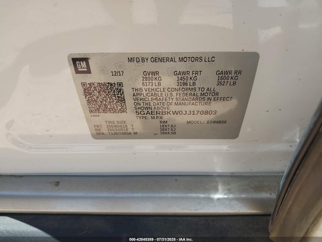 5GAERBKW0JJ170803 Buick lfy - spark ignited direct injection, atss, gen1