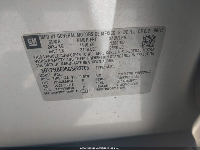 2016 CADILLAC SRX 3GYFNBE36GS522705 Photo 8