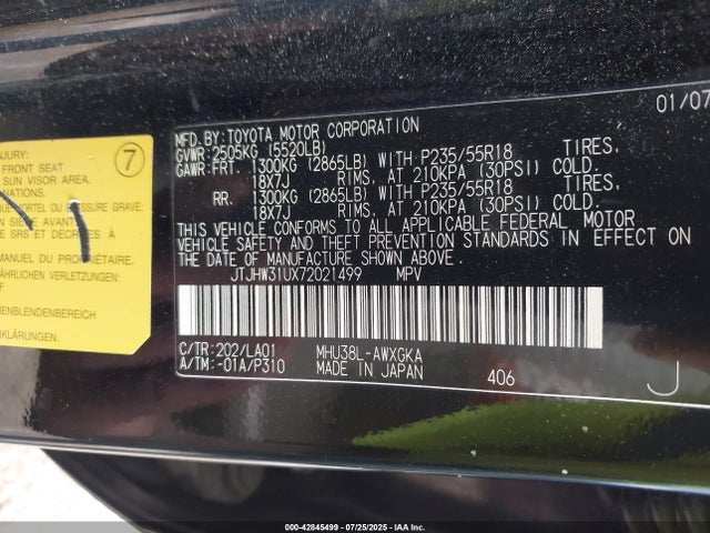 Продаж на аукціоні авто 2007 Lexus Rx 400h, vin: JTJHW31UX72021499, номер лоту: 42845499