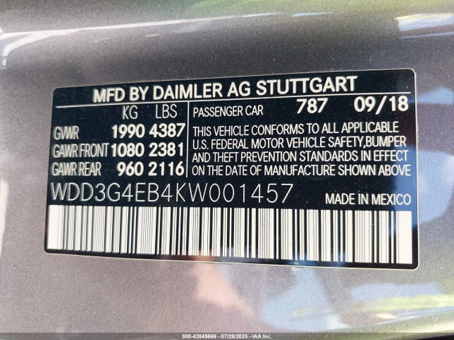 WDD3G4EB4KW001457 Mercedes-Benz m260