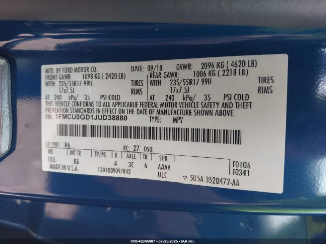 2018 FORD ESCAPE 1FMCU0GD1JUD38880 Photo 8