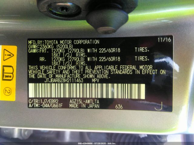 2017 LEXUS NX 200T JTJBARBZ8H2111463 Photo 8