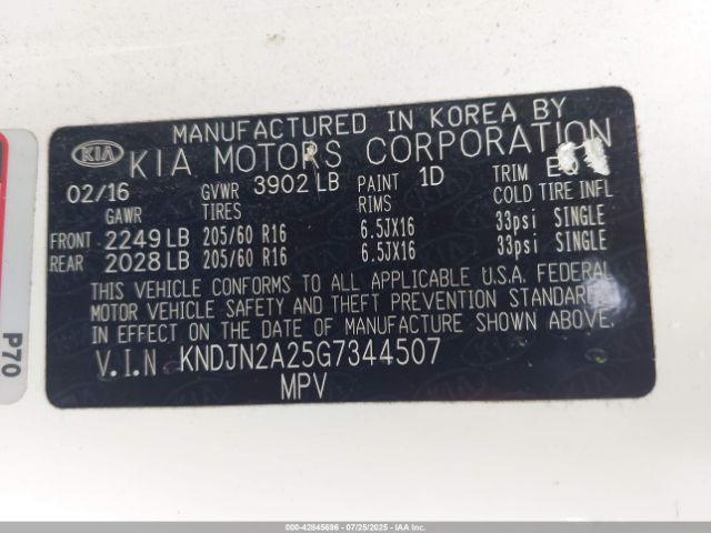 2016 KIA SOUL KNDJN2A25G7344507 Photo 8