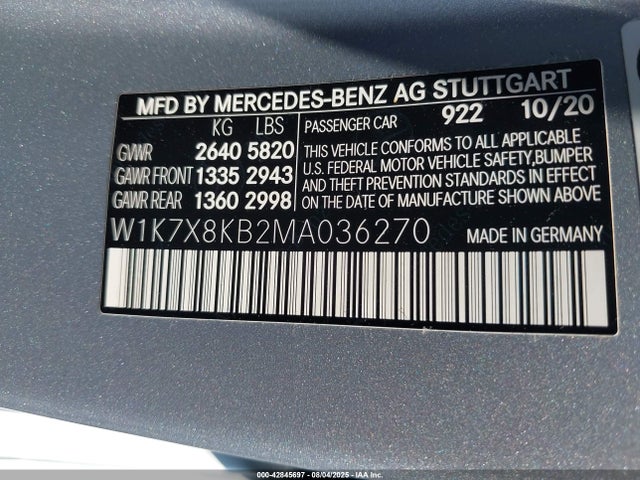 W1K7X8KB2MA036270 Mercedes-Benz m177