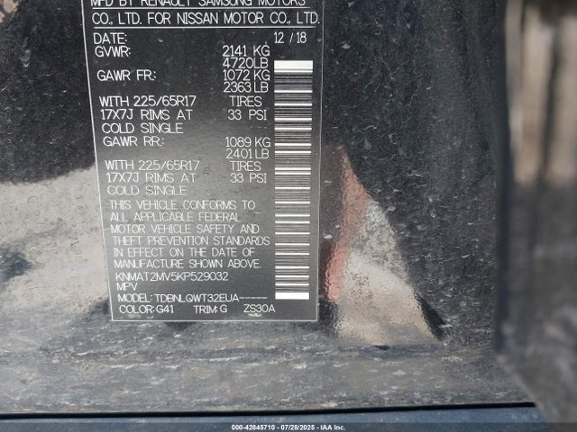 KNMAT2MV5KP529032 Nissan 2019