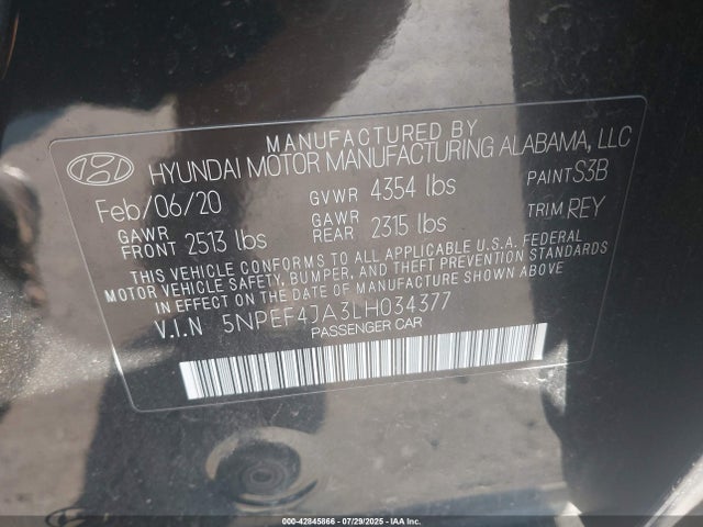 5NPEF4JA3LH034377 Hyundai gdi theta iii