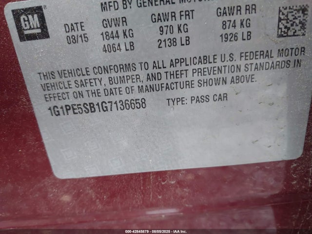 1G1PE5SB1G7136658 Chevrolet luv - vvt, alum, e85 max
