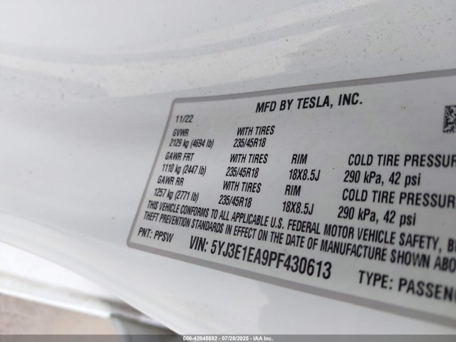 2023 TESLA MODEL 3 5YJ3E1EA9PF430613 Photo 8