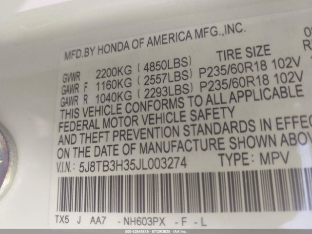 2018 ACURA RDX 5J8TB3H35JL003274 Photo 8