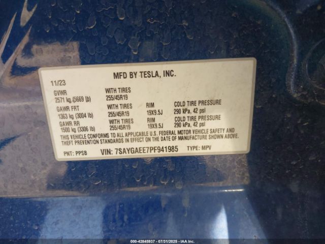2023 TESLA MODEL Y 7SAYGAEE7PF941985 Photo 8