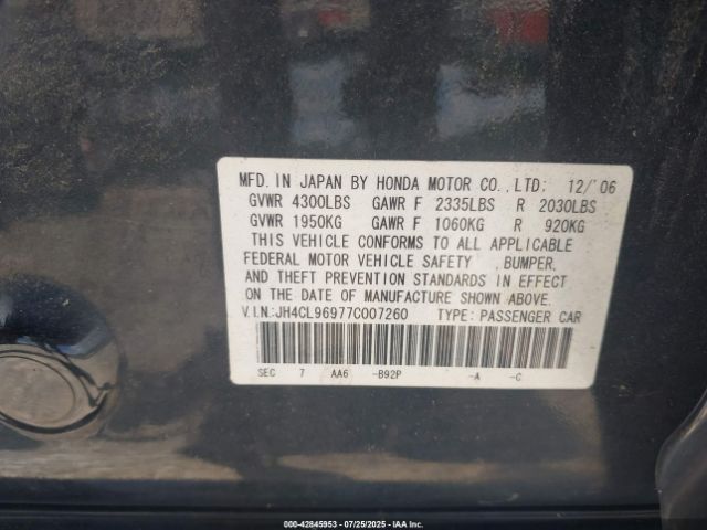 2007 ACURA TSX JH4CL96977C007260 Photo 8